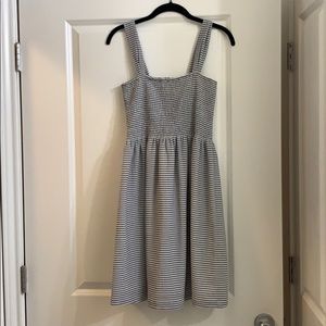 Texture and threat smocked dress in stripe